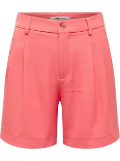 Short chino pêche uni avec des pinces à l'avant et une coupe longue