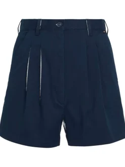 Short Claire en coton marine uni avec une coupe chino et poches latérales