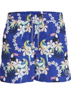 Short de bain bleu bicolore coupe droite avec poches latérales