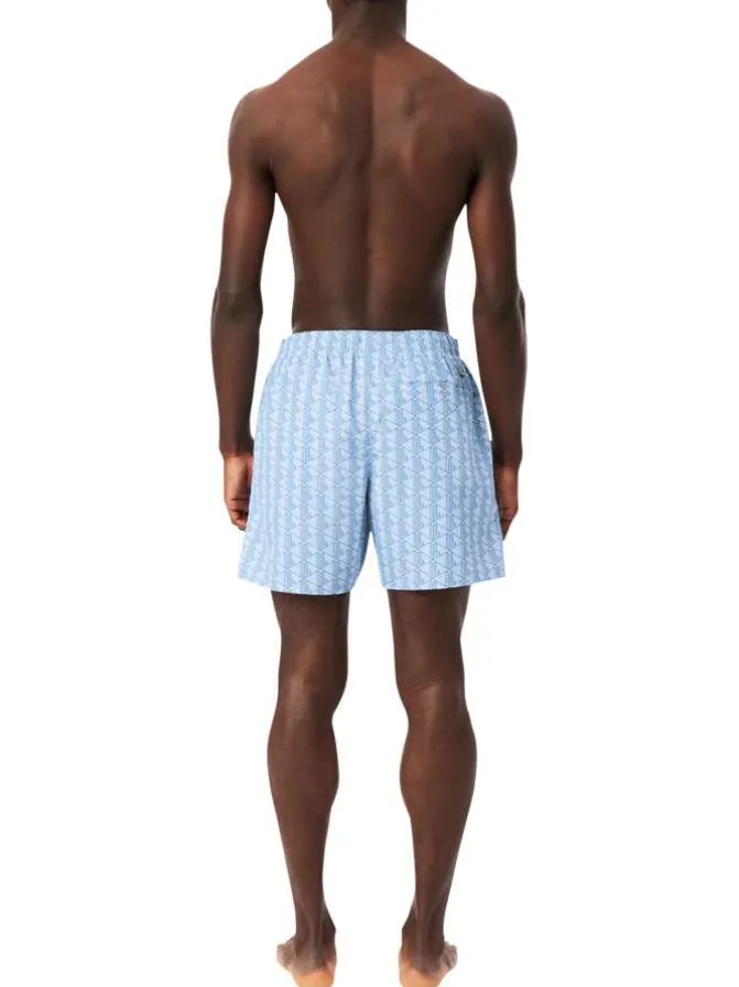 Short de bain bleu à coupe ajustée orné du logo de la marque