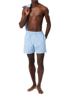 Short de bain bleu à coupe ajustée orné du logo de la marque