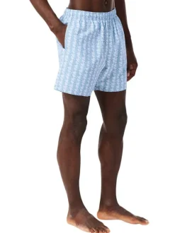 Short de bain bleu à coupe ajustée orné du logo de la marque