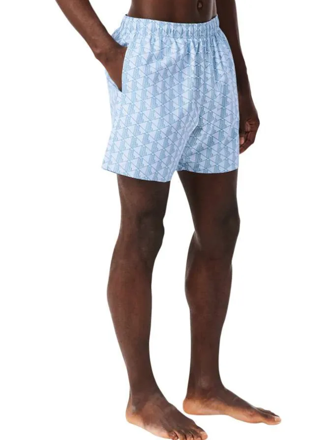 Short de bain bleu à coupe ajustée orné du logo de la marque