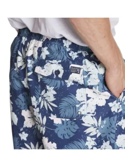 Short de bain bleu et blanc à motif tropical et intérieur slippé