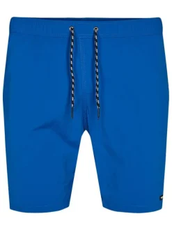 Short de bain bleu uni avec une taille élastiquée et une coupe droite