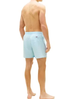 Short de bain ciel à coupe ajustée orné d'un motif à rayures