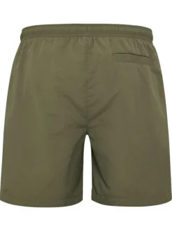 Short de bain kaki uni à coupe regular fit avec une taille élastiquée
