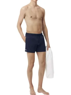 Short de bain marine à coupe ajustée pourvu du logo de la marque