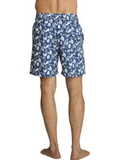 Short de bain marine à coupe ajustée pourvu d'une taille élastiquée