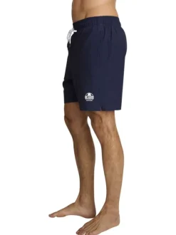 Short de bain marine à coupe ajustée pourvu d'une taille élastiquée