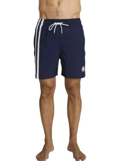 Short de bain marine à coupe ajustée pourvu d'une taille élastiquée