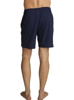 Short de bain marine à coupe ajustée pourvu d'une taille élastiquée
