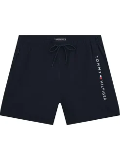 Short de bain marine à coupe ajustée pourvu du nom de la marque