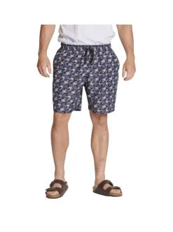 Short de bain noir slippé à motif tropical rouge et blanc avec cordon de serrage