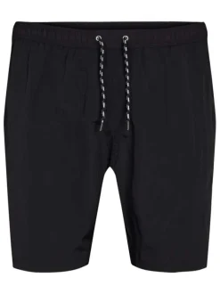 Short de bain noir uni avec une coupe droite et une taille élastiquée