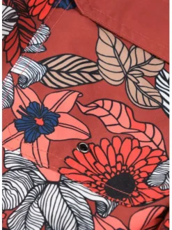 Short de bain rouge avec des motifs floraux all over et un patch