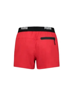 Short de bain rouge uni avec une coupe regular fit et une poche arrière
