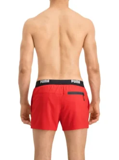Short de bain rouge uni avec une coupe regular fit et une poche arrière
