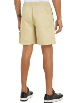 Short de jogging en coton et lin mélangé tilleul avec une coupe regular fit