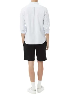 Short de jogging en coton mélangé noir uni avec une coupe droite