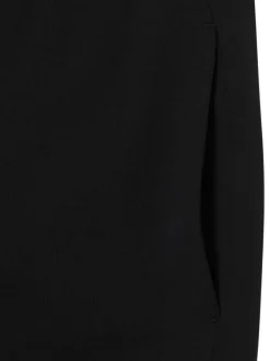Short de jogging en coton mélangé noir uni avec une coupe droite