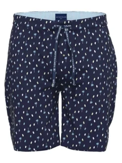 Short de pyjama en coton à imprimé ciel sur fond marine, taille élastiquée
