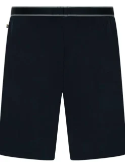 Short de pyjama marine uni coupe droite fluide avec taille élastiquée