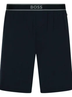 Short de pyjama marine uni coupe droite fluide avec taille élastiquée