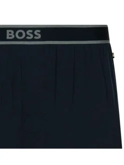 Short de pyjama marine uni coupe droite fluide avec taille élastiquée
