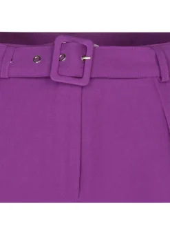 Short effet chino violet uni avec une coupe évasée et une ceinture rectangulaire