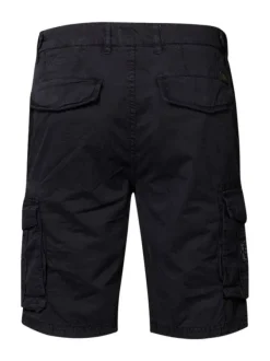 Short en coton avec 6 poches marine uni et logo sur poches cargo