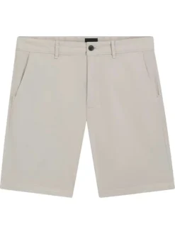 Short en coton beige à coupe droite pourvu de poches italiennes