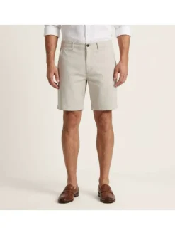 Short en coton beige à coupe droite pourvu de poches italiennes