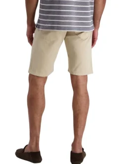 Short en coton beige uni avec une coupe ajustée et des poches italiennes
