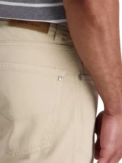 Short en coton beige uni avec une coupe ajustée et des poches italiennes