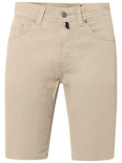 Short en coton beige uni avec une coupe ajustée et des poches italiennes