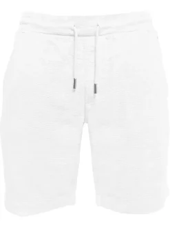 Short en coton blanc uni à coupe droite avec un cordon de serrage à la taille