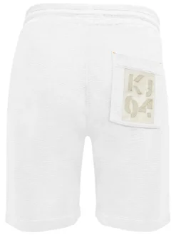 Short en coton blanc uni à coupe droite avec un cordon de serrage à la taille