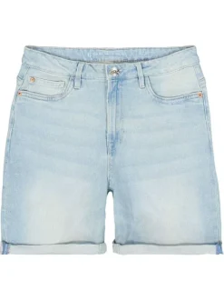 Short en coton bleu ciel uni pourvu d'une coupe droite et de multiples poches