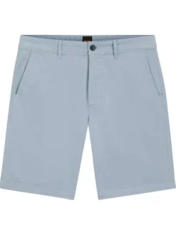 Short en coton bleu à coupe droite pourvu de poches italiennes