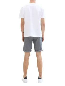 Short en coton bleu uni avec une coupe chino et des poches latérales