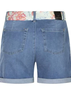 Short en coton bleu uni avec une coupe droite et quatre poches