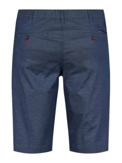 Short en coton bleu uni à coupe chino et une fermeture zippée boutonnée