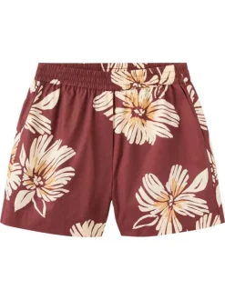 Short en coton bordeaux à motifs pourvu d'une taille élastiquée