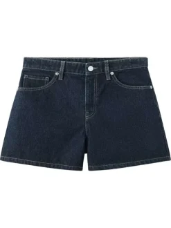 Short en coton brut uni avec une coupe droite et une taille intermédiaire