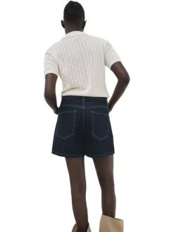 Short en coton brut uni avec une coupe droite et une taille intermédiaire