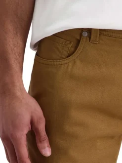 Short en coton camel uni avec une coupe ajustée et des poches italiennes