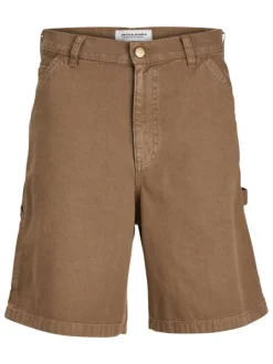 Short en coton camel uni avec une coupe cargo et 3 poches avants