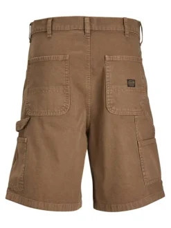 Short en coton camel uni avec une coupe cargo et 3 poches avants