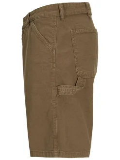 Short en coton camel uni avec une coupe droite et des passants